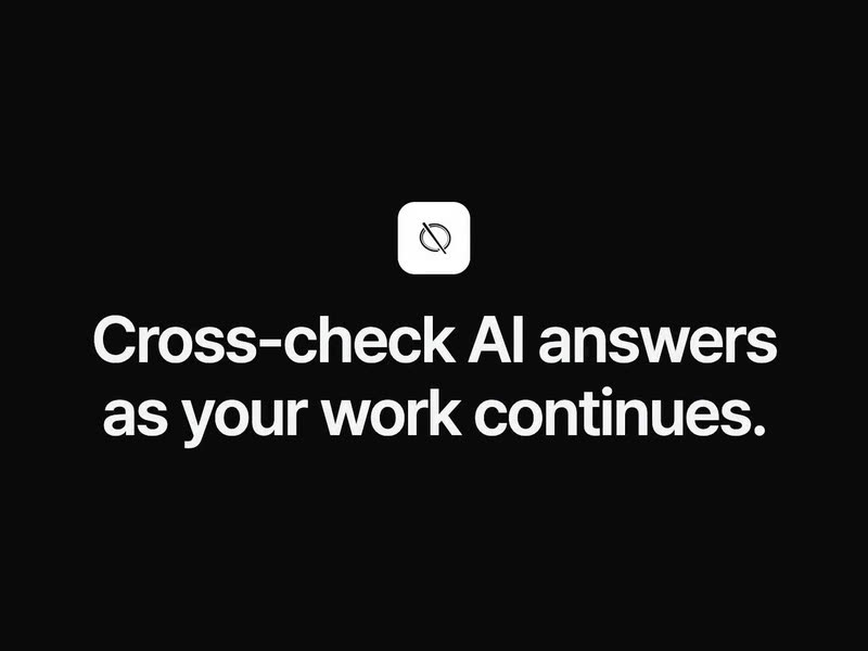 The Qriple logo above the line: Cross-check AI answers as your work continues.
